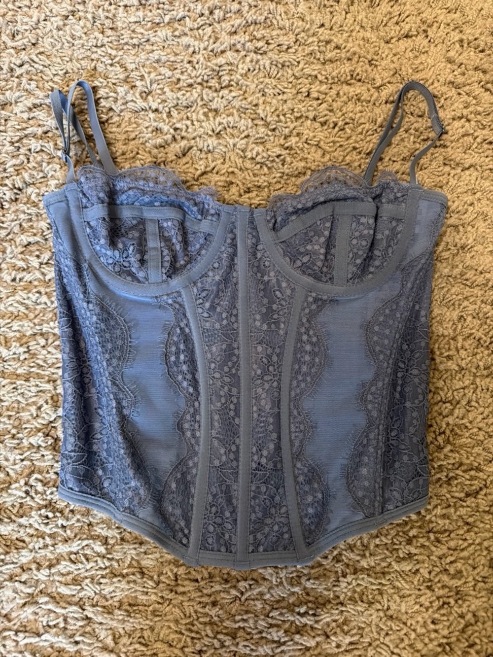 Blue Lace Bustier Corset Top - Women's Intimates
